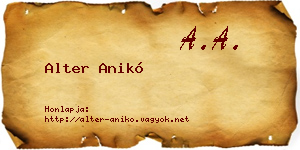 Alter Anikó névjegykártya